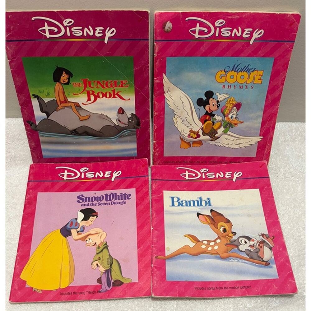 Disney Read-Along Books Only Lot of 4 1990s NO Cassettes Relive the Magic!